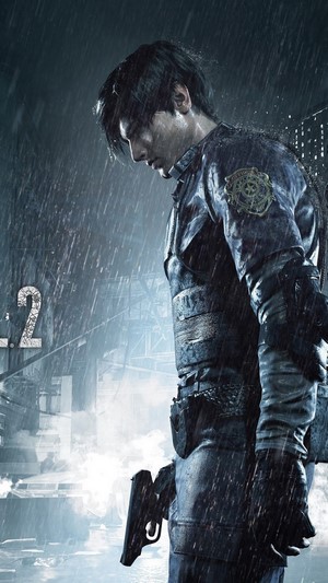 Leon S. Kennedy from Resident Evil 2 in the rain