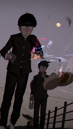 Mob Psycho 100 characters in dark uniforms