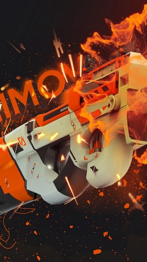 CS:GO P90 Asiimov skin with fire effects