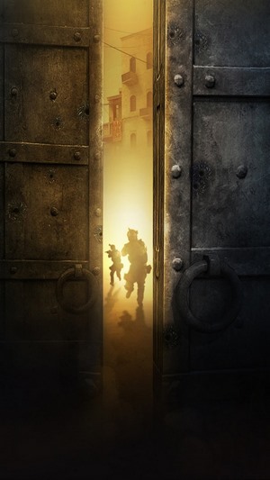 Counter-Strike: Global Offensive two soldiers running through open doors