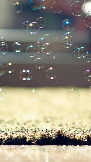 Bubbles floating in the air