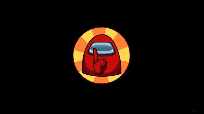 Among Us character with Shhh 4K logo