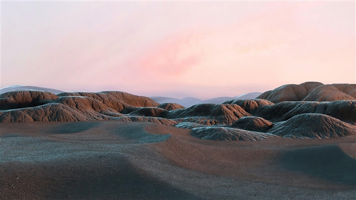Alien landscape with pink sky 4K