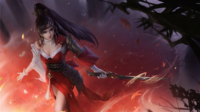 Fantasy Warrior Girl with Sword Art 4K