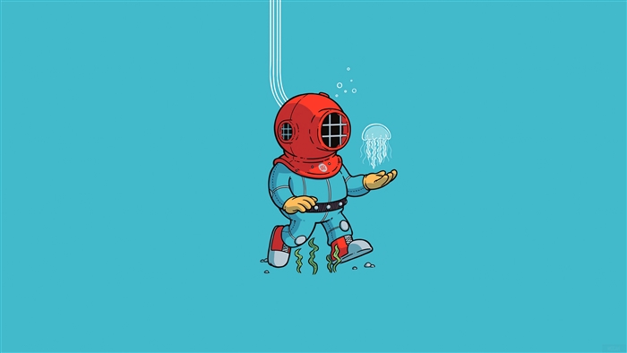 Minimalist Diver with Jellyfish 4K