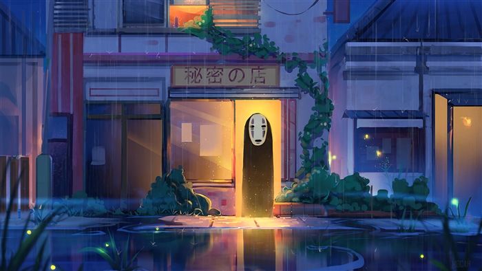 Kaonashi at Night from Spirited Away in 4K