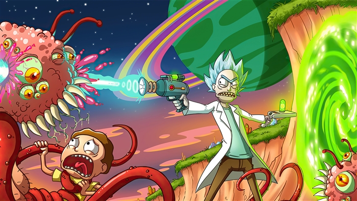 Rick and Morty Alien Battle in Space 4K