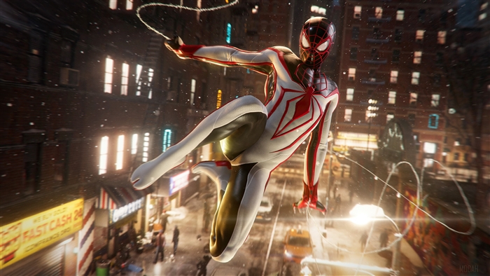 Miles Morales from Marvel's Spider-Man in a track suit