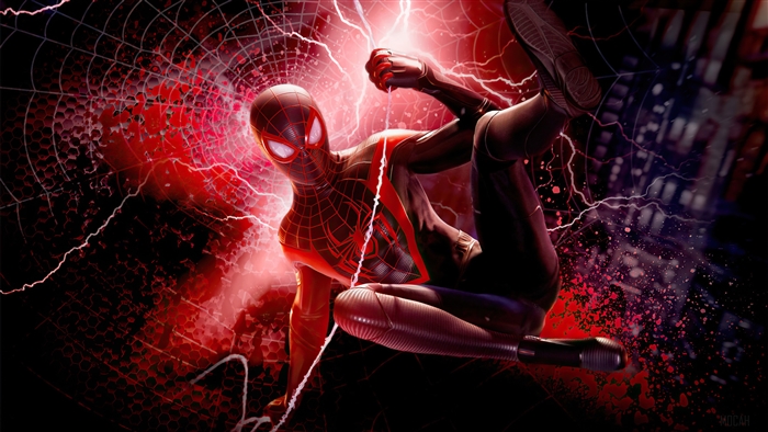 Spider-Man Miles Morales in Dynamic Action Pose 4K