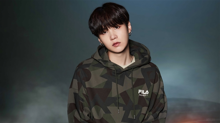 Suga from BTS in Camouflage Fila Hoodie 4K