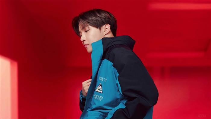 J-Hope from BTS wearing Fila jacket