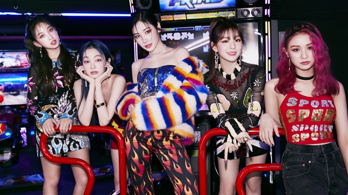 Secret Number members in colorful outfits