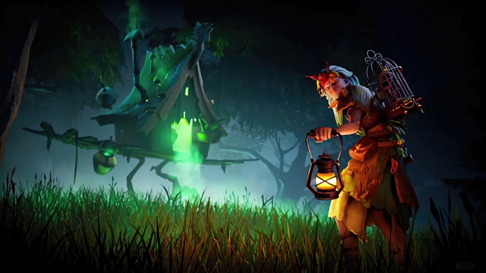 Fortnite: Baba Yaga in a spooky forest with a lantern