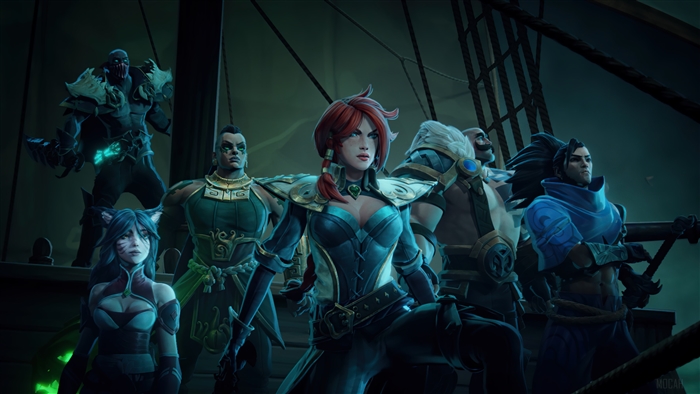 League of Legends characters on a ship deck