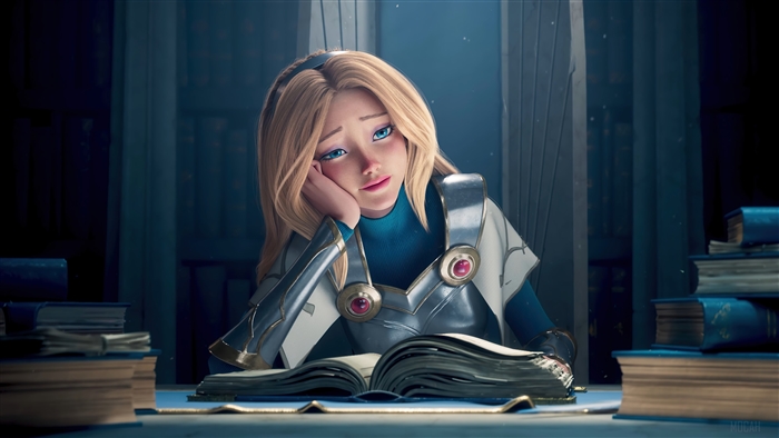 Lux from League of Legends Wild Rift studying