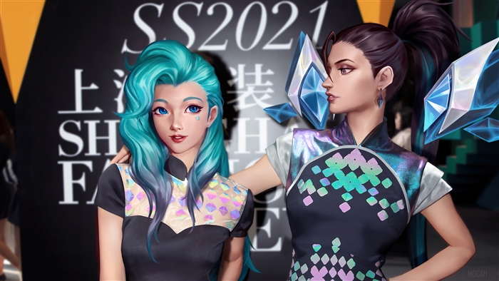 Seraphine and Kai'Sa from League of Legends KDA All Out 4K