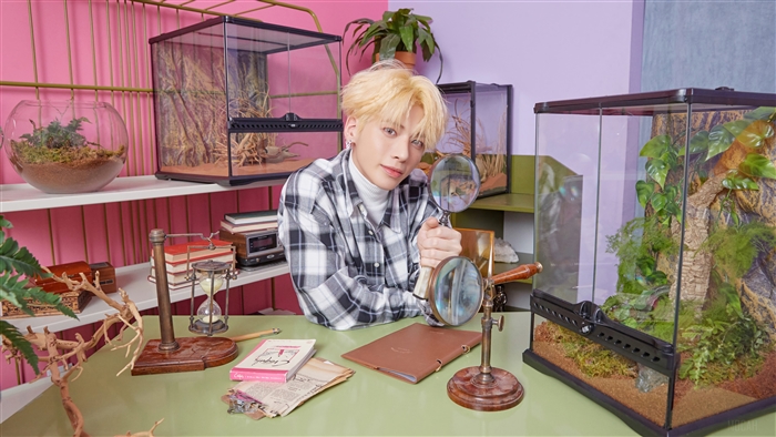 Taehyun from TXT Kpop with terrariums