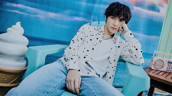 Beomgyu from TXT in a photoshoot