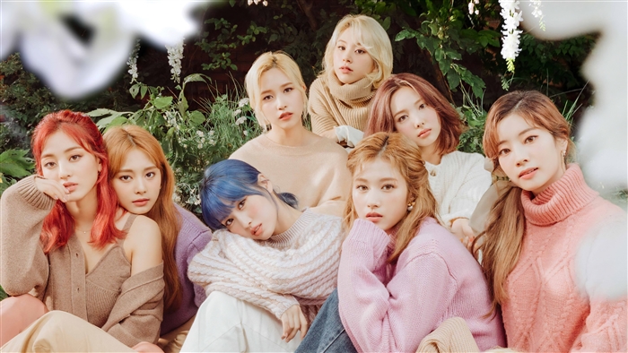 TWICE Group Photo in Warm Tones 4K