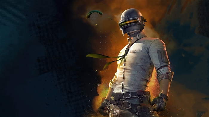 PlayerUnknown's Battlegrounds soldier with helmet and parachute