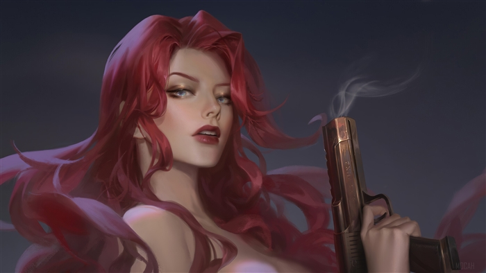 Miss Fortune from League of Legends with a gun 4K
