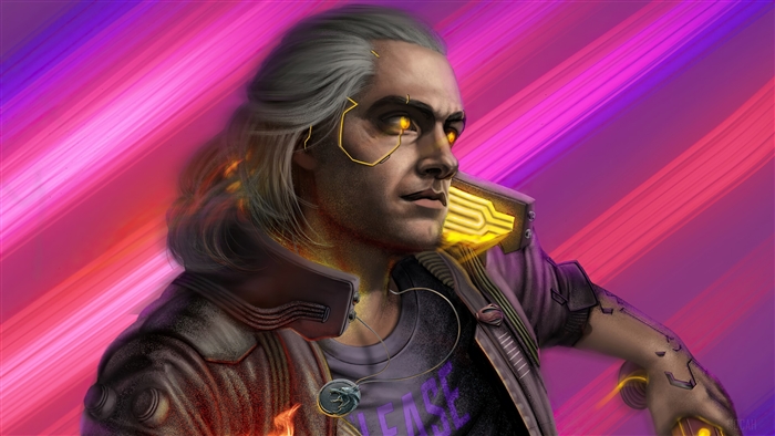 Geralt from The Witcher in Cyberpunk 2077 style 4K
