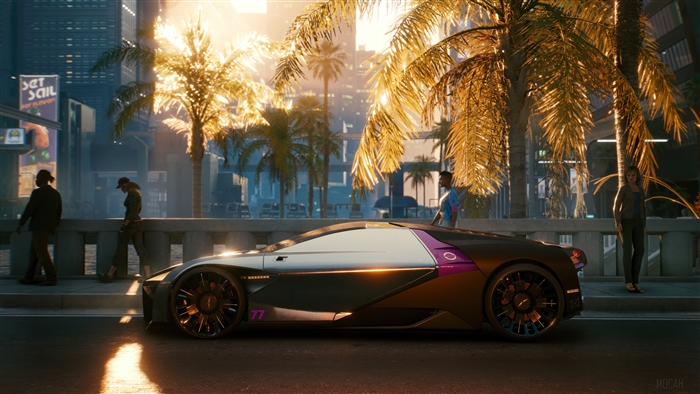 Sports car in Cyberpunk 2077 4K