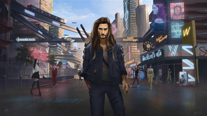Man in Cyberpunk City