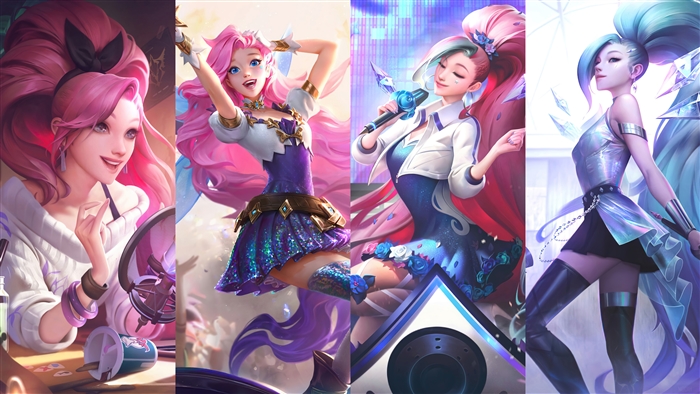 kda, seraphine, all out, lol art, league of legends game, 4k, pc, HD ...