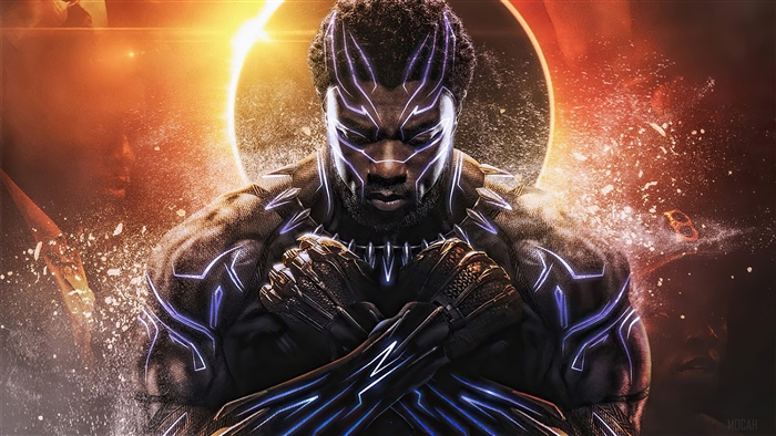 Black Panther Salute with Glowing Blue Armor 4k