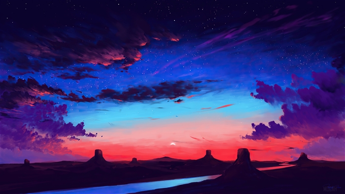 Stunning Sunset Over Desert River 4K