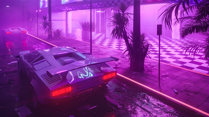 Lamborghini Neon Night Drive 4K