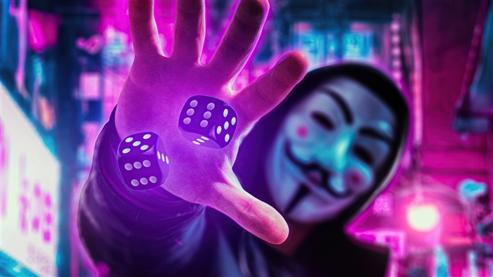 Anonymous Mask with Dice Digital Art 4K