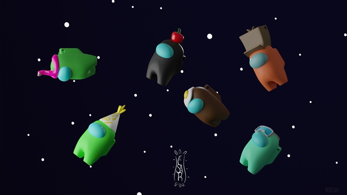 Among Us characters in space 4K
