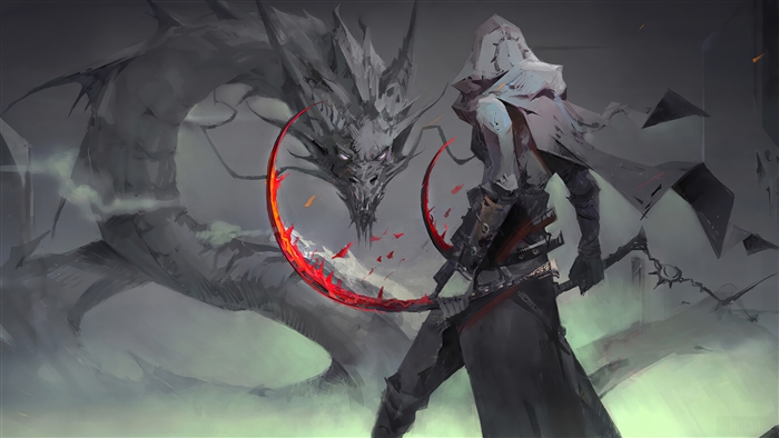 Fantasy Warrior with Dragon 4K