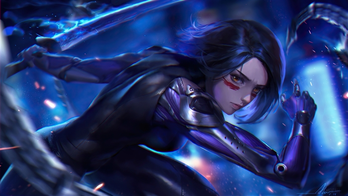 Alita from Battle Angel with sword 4K