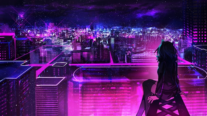 Night, City, Anime, Scenery, Buildings 4k, HD Wallpaper | Rare Gallery