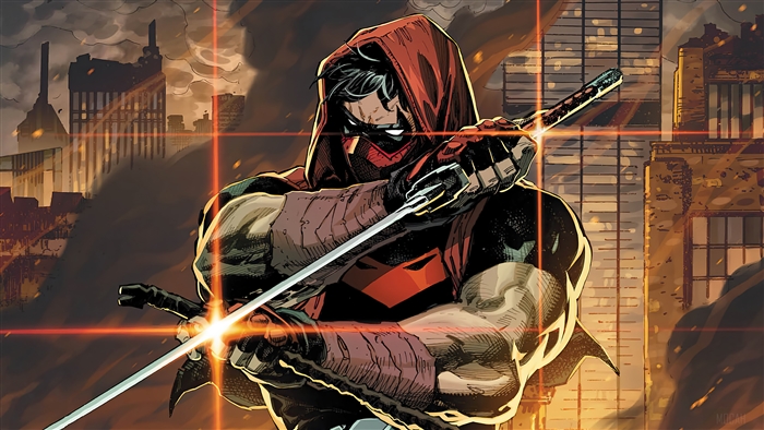Red Hood Armed with Katana and Crowbar 4k