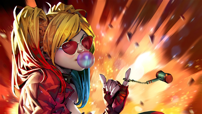 Harley Quinn in Vibrant Explosion Scene 4K