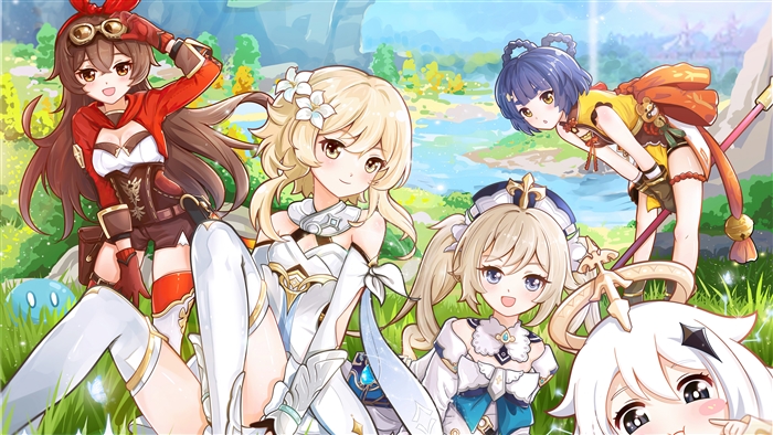 Genshin Impact Characters in Vibrant Outdoors 4K