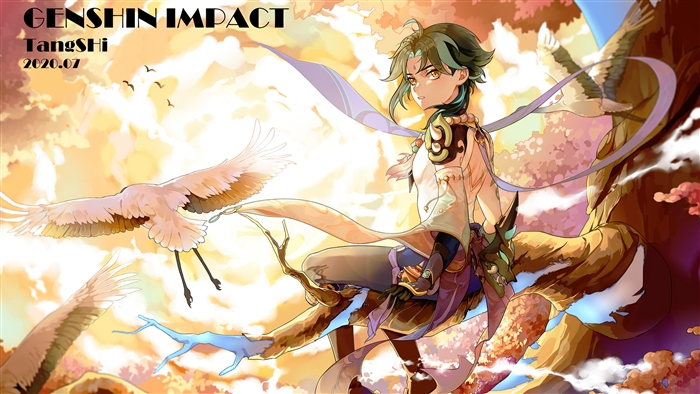 Xiao from Genshin Impact in Autumn Light 4K