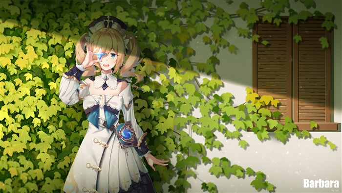 Barbara from Genshin Impact in Sunlit Garden 4K
