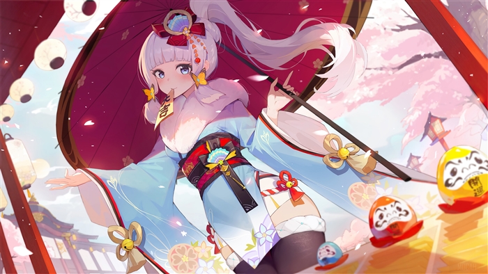 Ayaka From Genshin Impact in Elegant Kimono 4K
