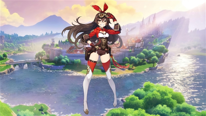 Amber from Genshin Impact in a Bright Landscape 4K