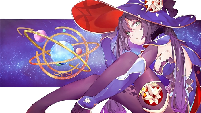 Mona from Genshin Impact in Mystical Purple 4K