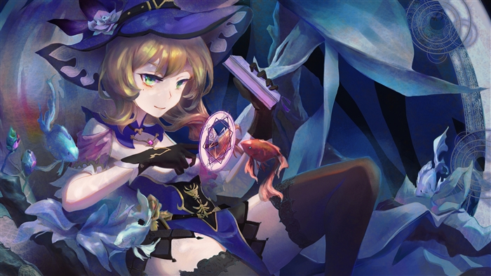 Lisa from Genshin Impact with magical fish