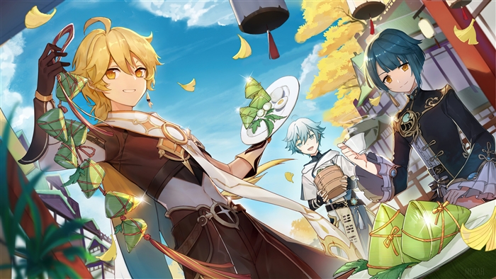 Genshin Impact Characters Enjoying Food 4K