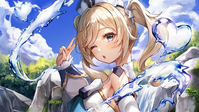 Barbara from Genshin Impact with Water Magic 4K