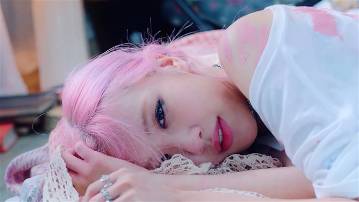Rosé from BLACKPINK with pink hair