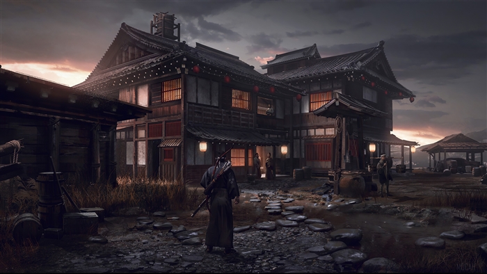 Ghost of Tsushima Traditional House at Dusk 4K